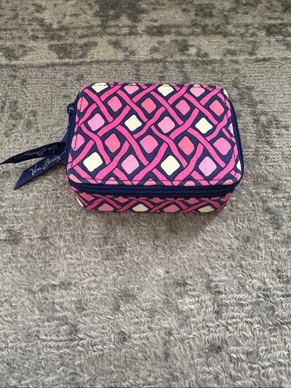 Vera Bradley Pink Navy & Cream Patterned Travel Pill Case